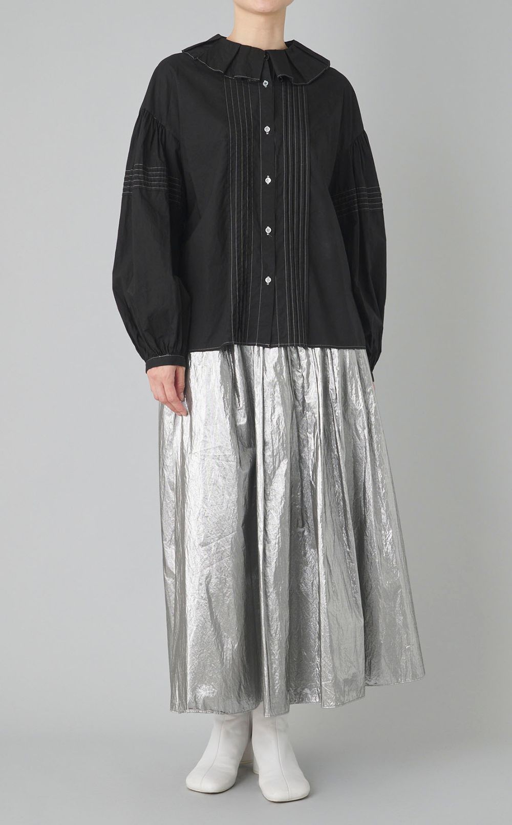 【reADdress】プリーツカラーブラウス