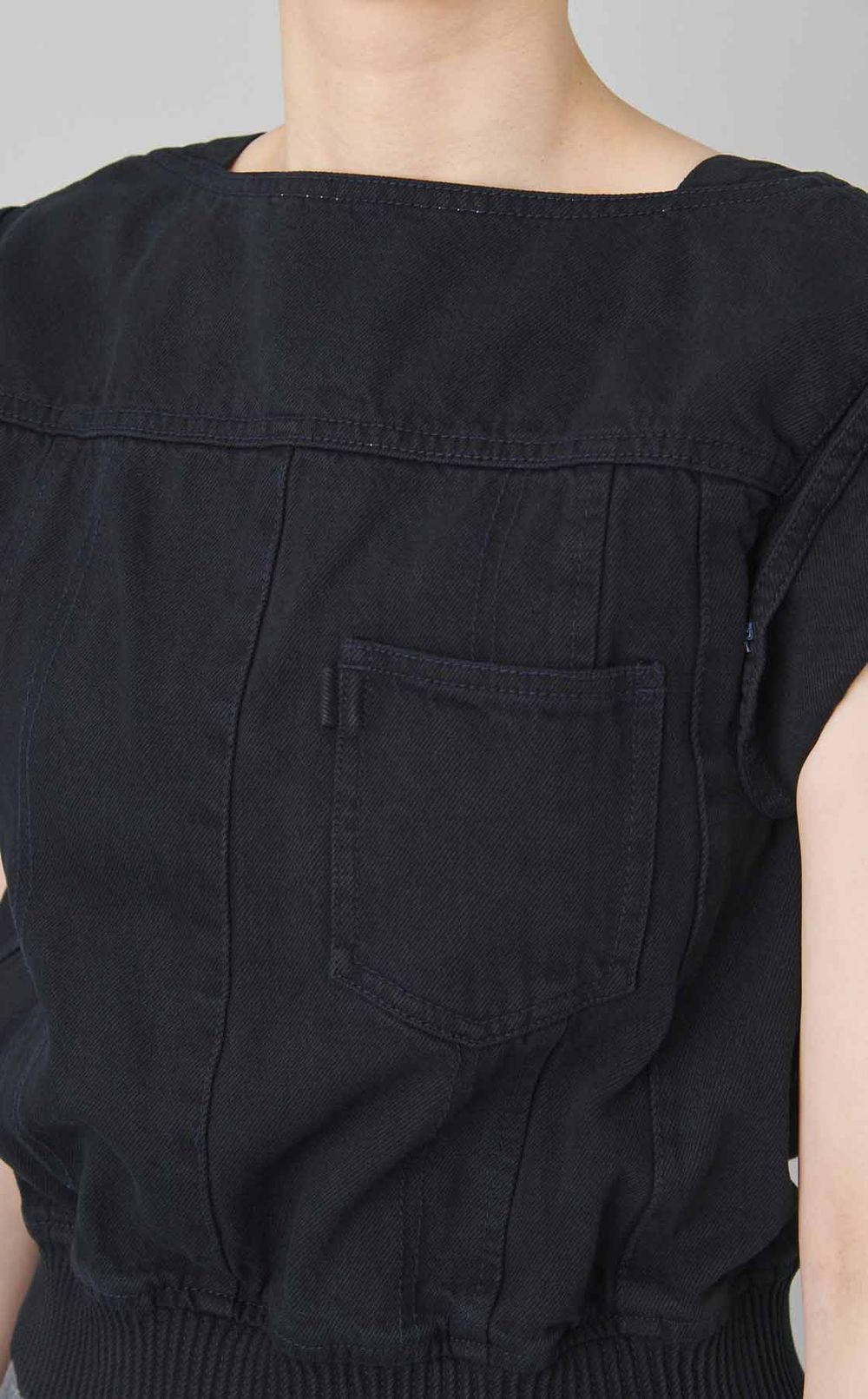 【reADdress】ウォッシュドデニムクロップドブラウス