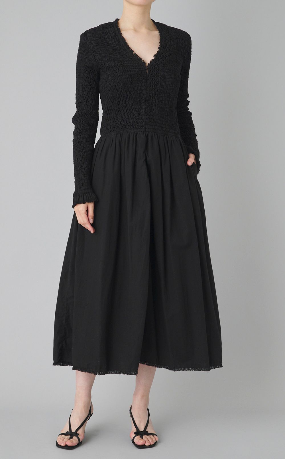 【reADdress】Vネックギャザースリーブワンピース