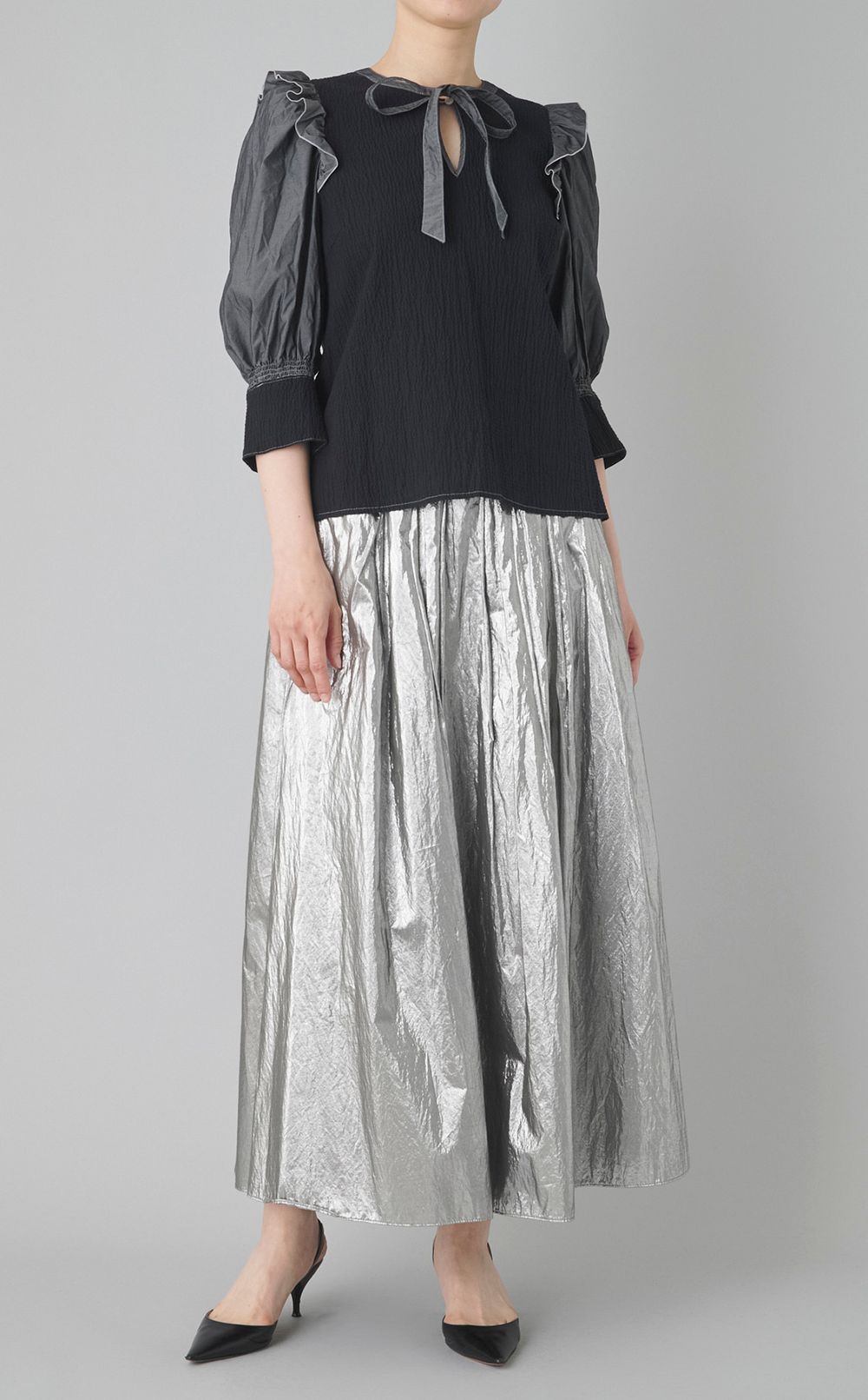 【reADdress】シャーリングフリルブラウス