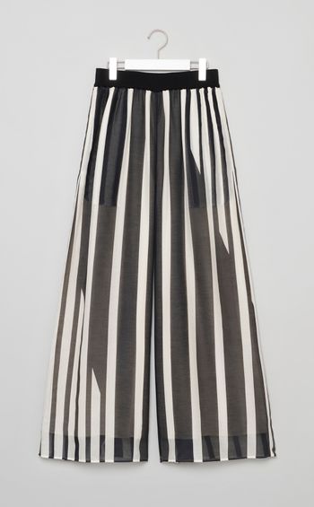 ストライプギャザーワイドパンツ
