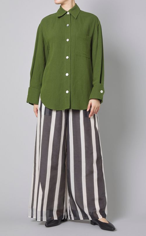 ストライプギャザーワイドパンツ