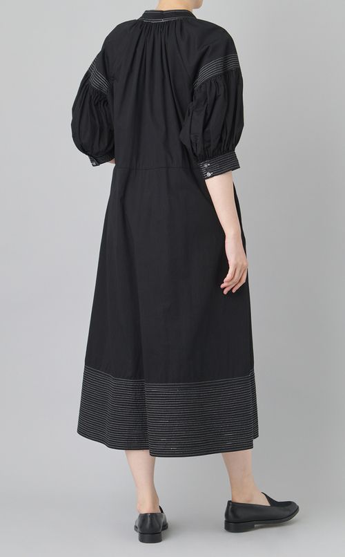 【reADdress】キーネックギャザースリーブロングドレス