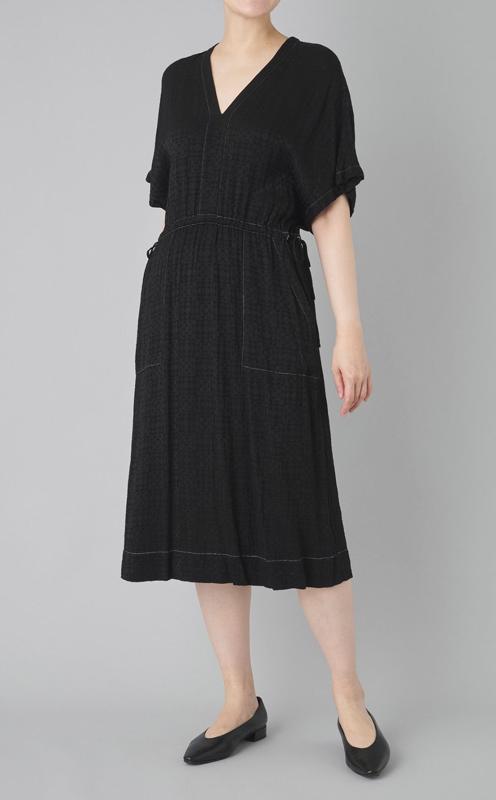 【reADdress】Vネックウエストギャザーワンピース