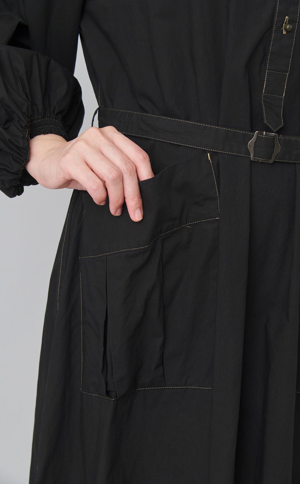 【reADdress】スタンドカラーコットンミリタリードレス