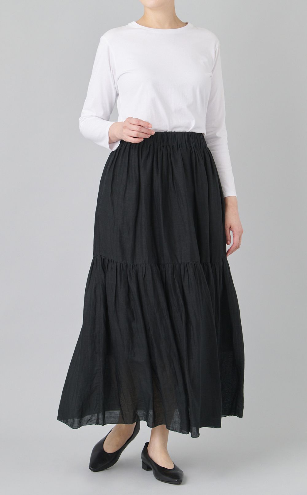 【reADdress】リネンティアードスカート