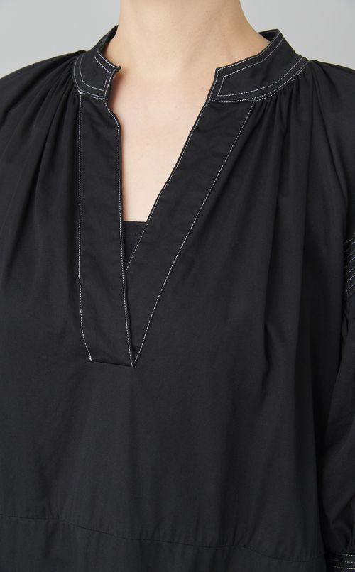 【reADdress】キーネックギャザースリーブロングドレス