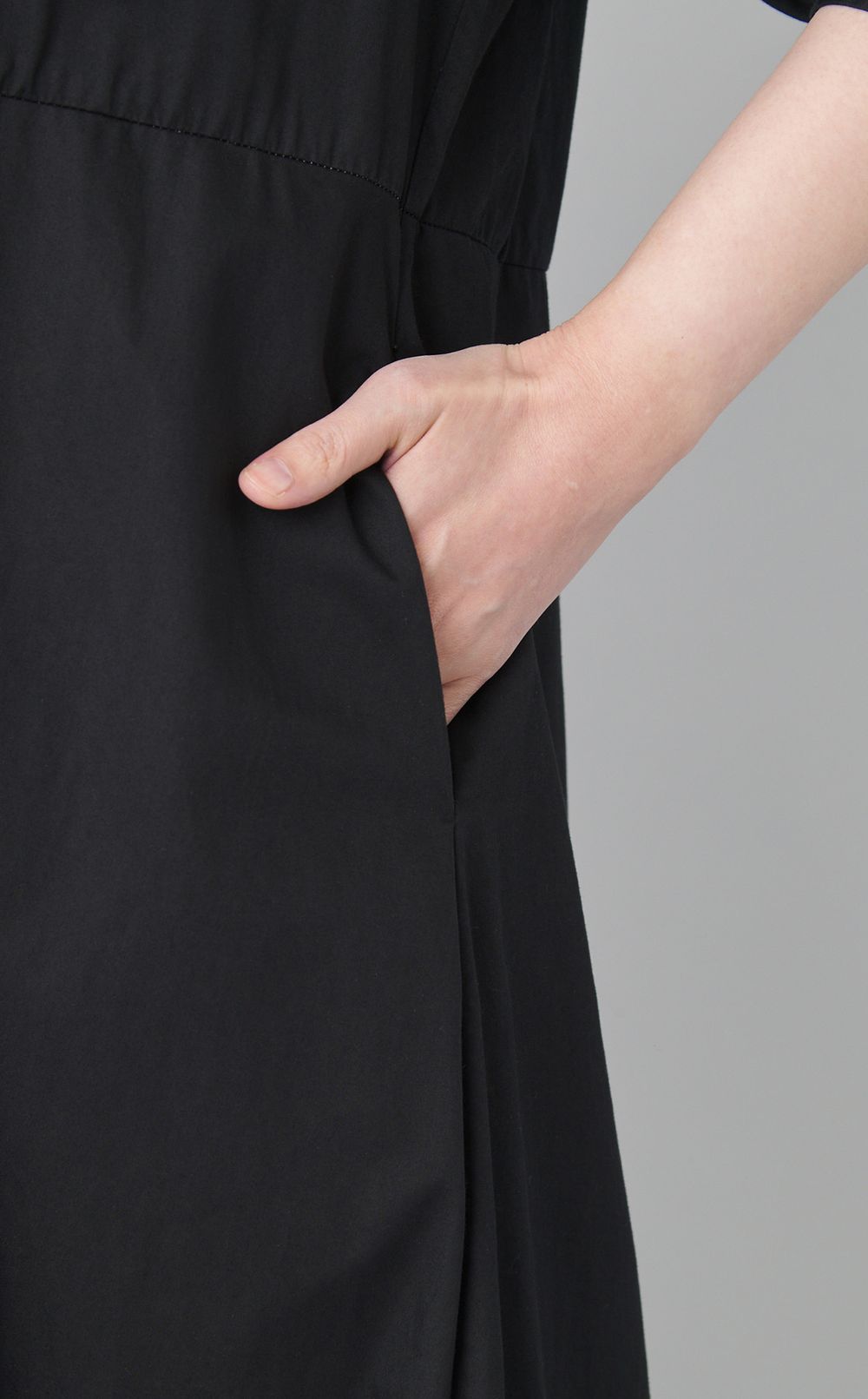 【reADdress】キーネックギャザースリーブロングドレス