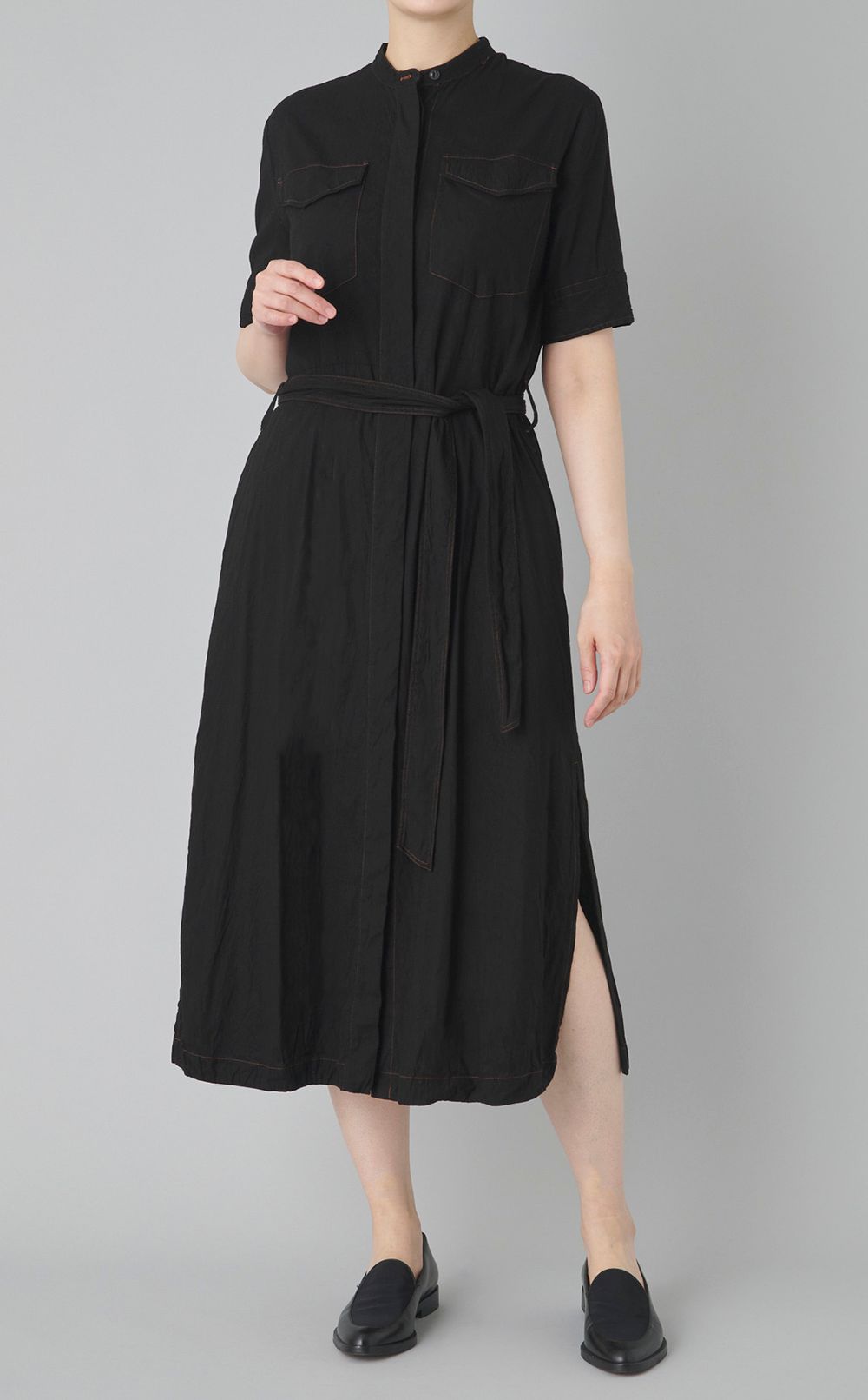 【reADdress】リネンスタンドカラーワンピース