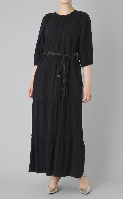 【reADdress】ギャザースリーブティアードマキシドレス