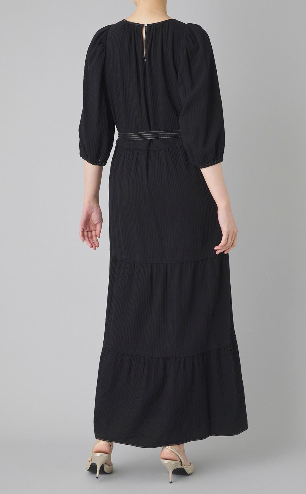 【reADdress】ギャザースリーブティアードマキシドレス