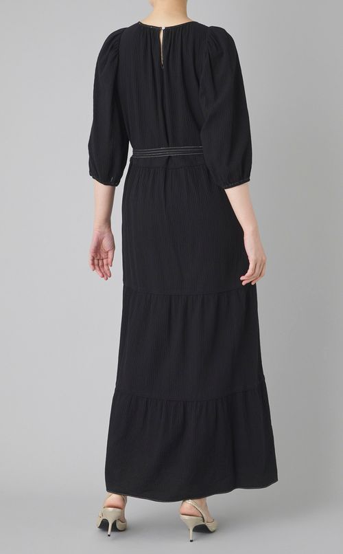 【reADdress】ギャザースリーブティアードマキシドレス