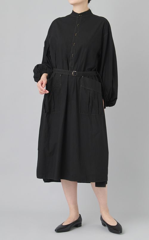 【reADdress】スタンドカラーコットンミリタリードレス