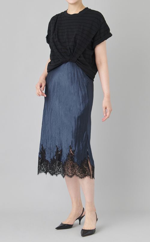 【reADdress】ボーダー切替レーススカートワンピース