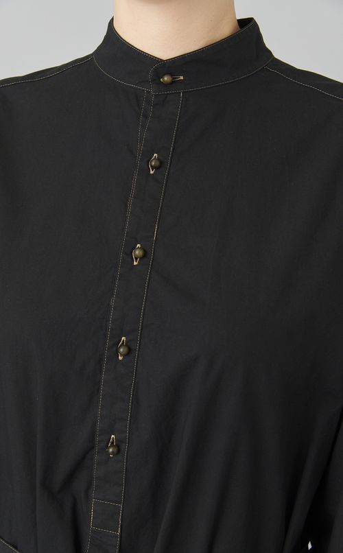 【reADdress】スタンドカラーコットンミリタリードレス