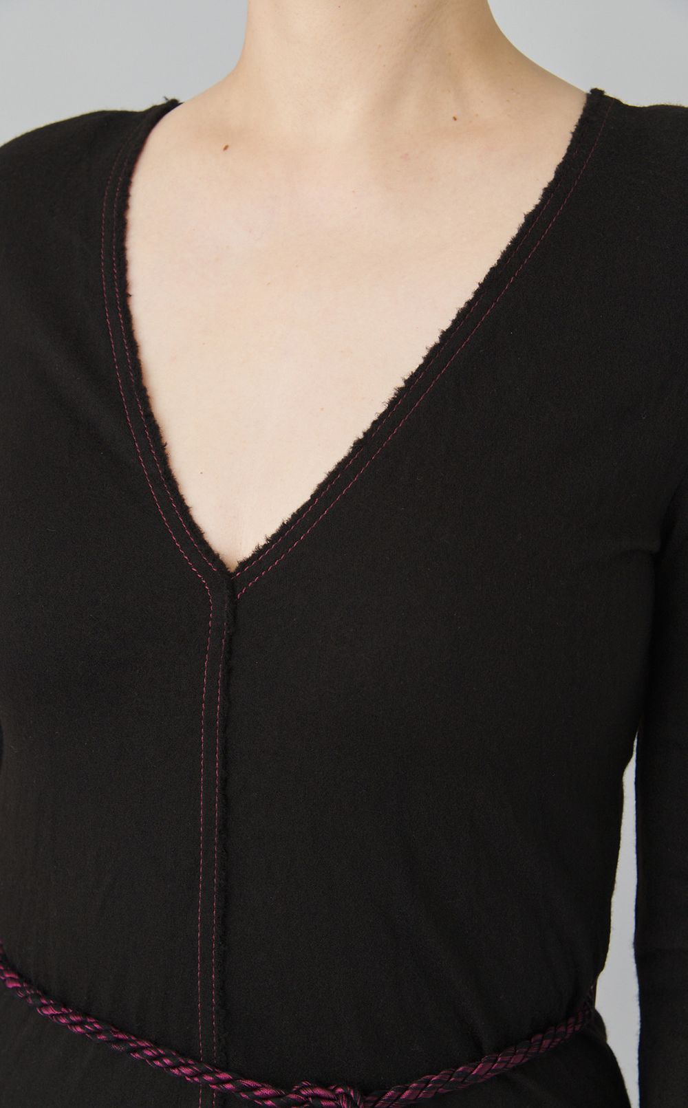 【reADdress】Vネックウールロングワンピース