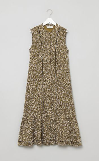 フラワープリントノースリーブワンピース