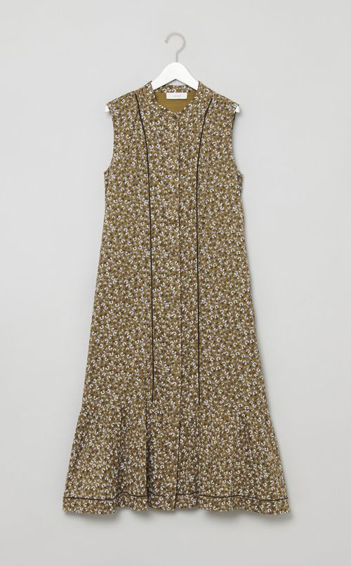 フラワープリントノースリーブワンピース