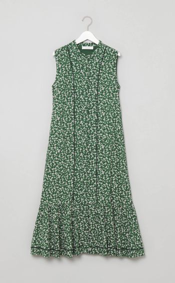 フラワープリントノースリーブワンピース