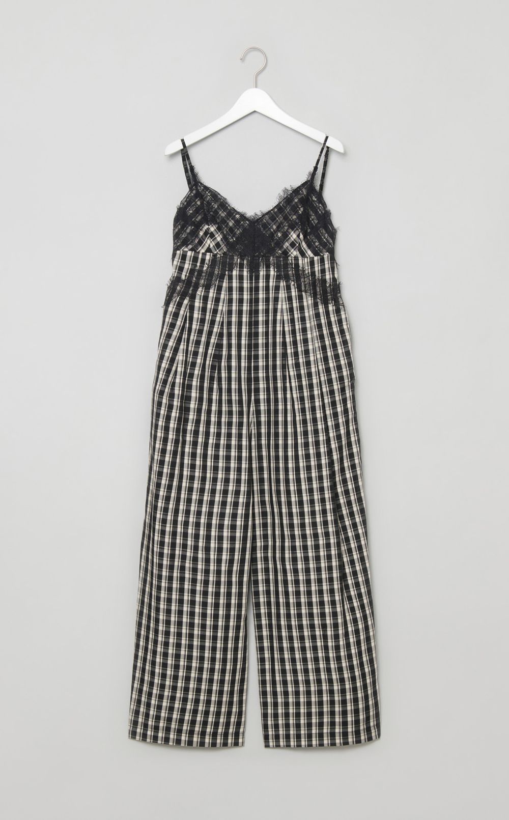 チェックレースオールインワン