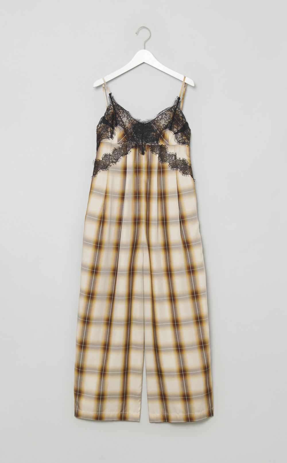 チェックレースオールインワン