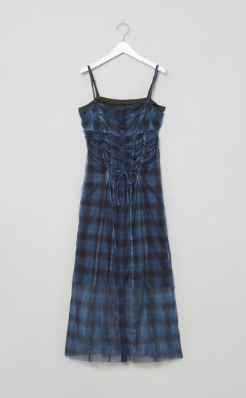 シースルーレイヤーチェックワンピース