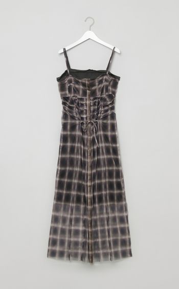 シースルーレイヤーチェックワンピース