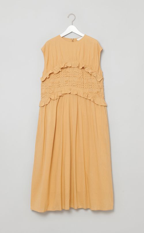 スモッキングノースリーブワンピース