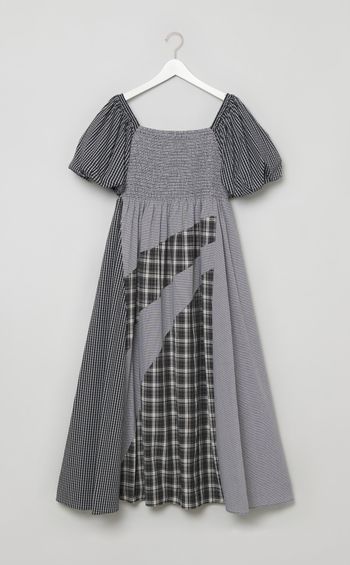 プリントミックスパフスリーブワンピース