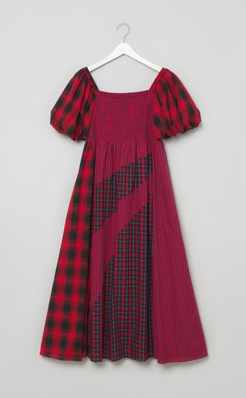 プリントミックスパフスリーブワンピース