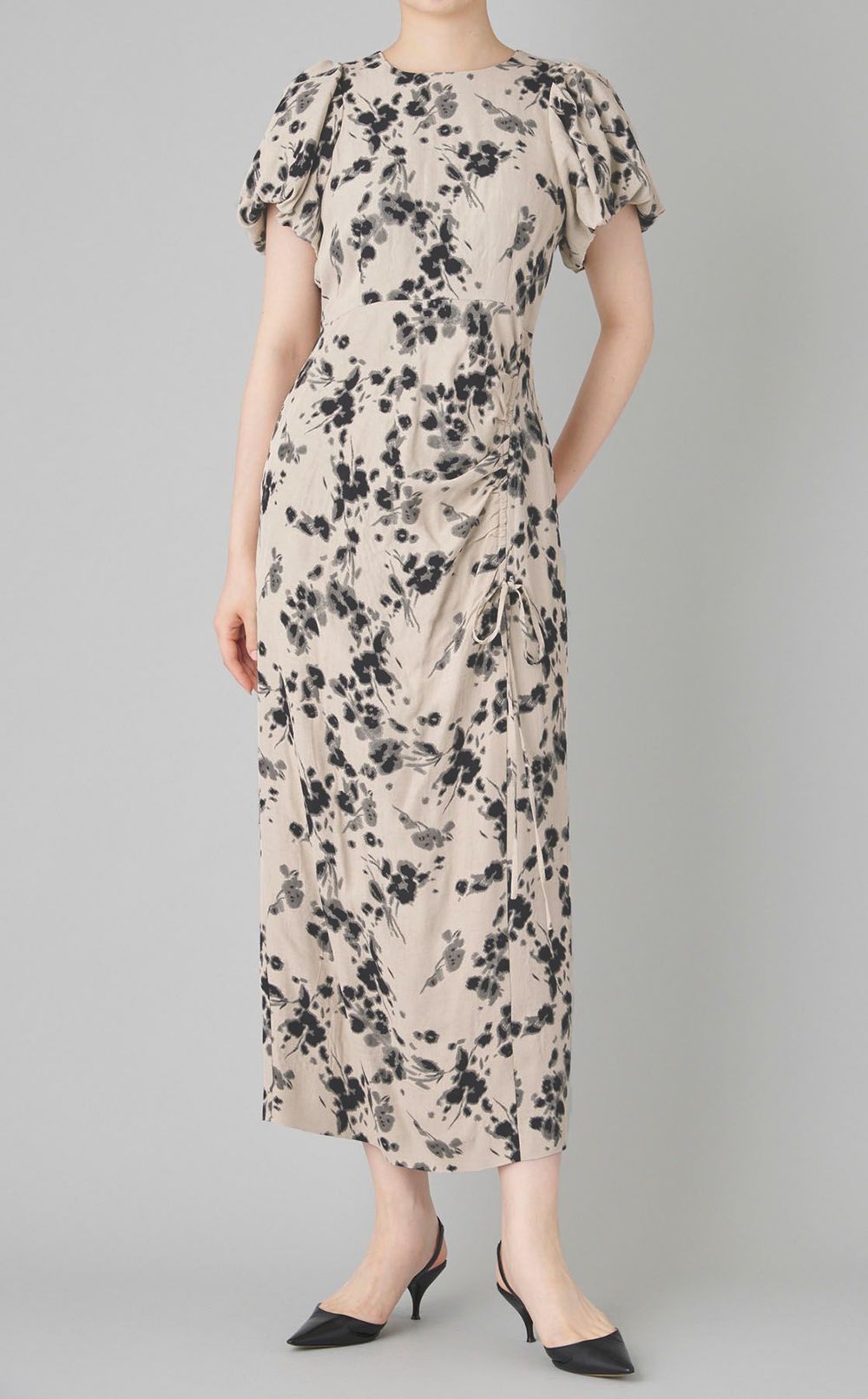 ジャガードパフスリーブワンピース