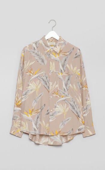 レーヨンボタニカルラウンドヘムシャツ