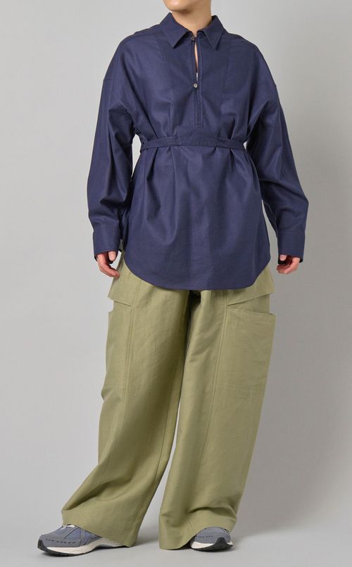 リネンコットンサテンパンツ