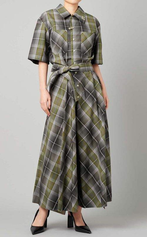 ベルト付チェック柄オールインワン