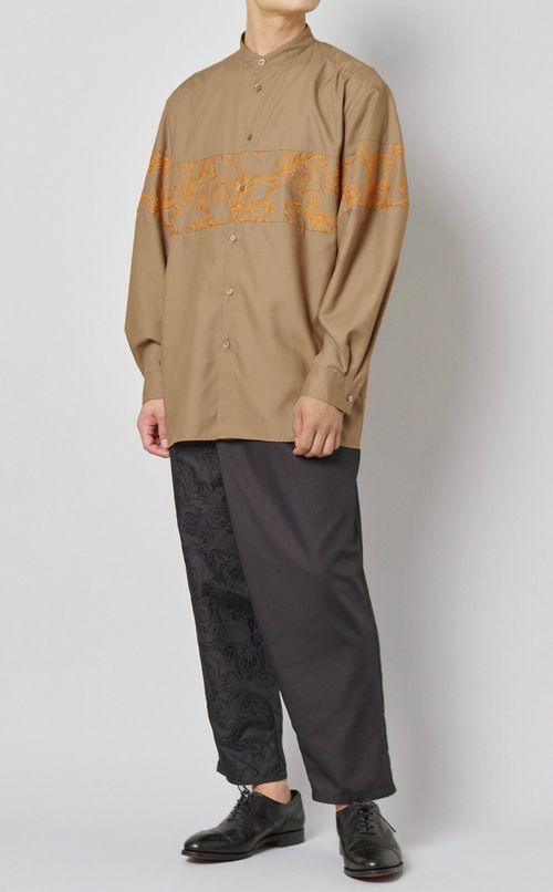 エンブロイダリーバンドカラーシャツ