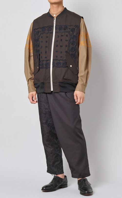 エンブロイダリーバンドカラーシャツ