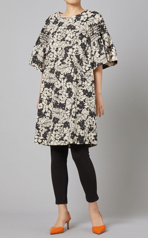 コットンフラワープリントワンピース