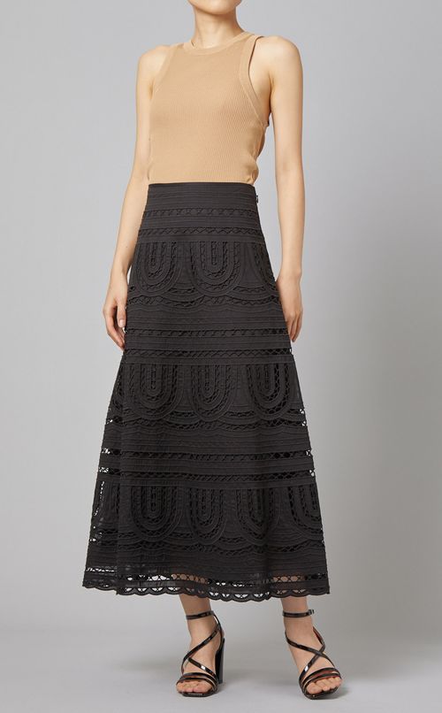 パネルレースフレアスカート