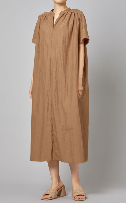 コットン混ギャザーワンピース