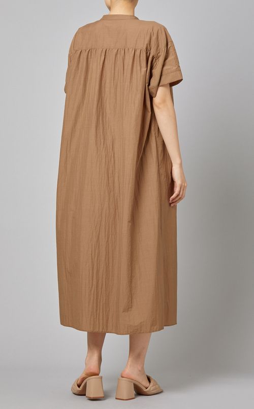 コットン混ギャザーワンピース