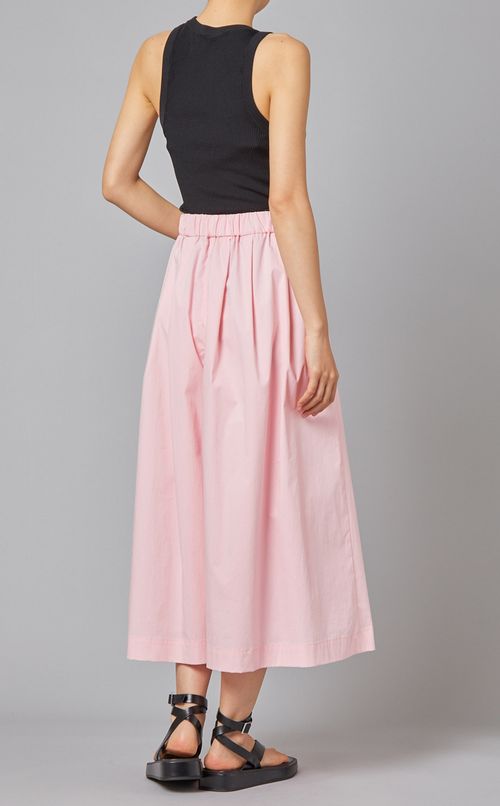 コットン混タックワイドパンツ