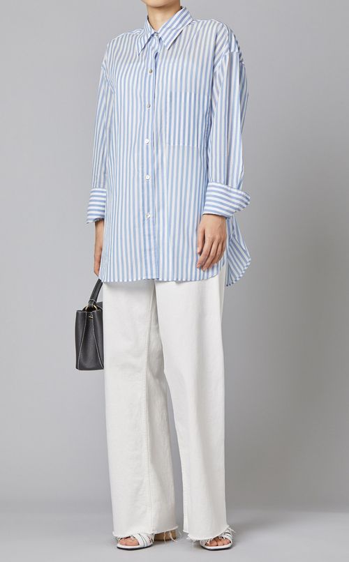 コットンストライプシャツ