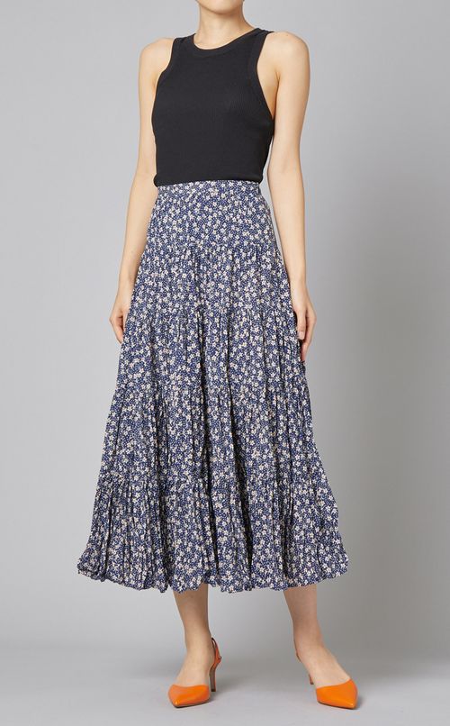 フラワープリントティアードスカート