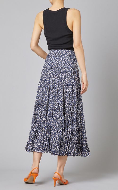 フラワープリントティアードスカート