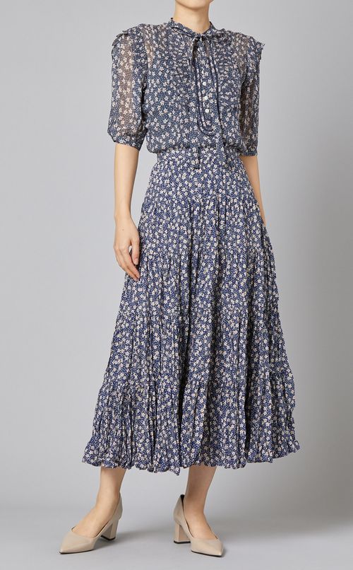 フラワープリントティアードスカート