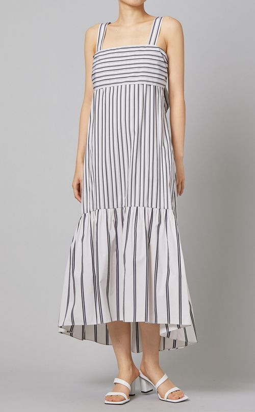 ティアードストライプドレス