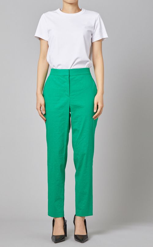 リネン混スリムテーパードパンツ