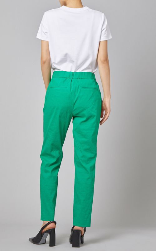 リネン混スリムテーパードパンツ