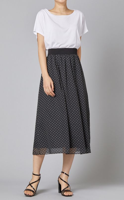ドットプリントフレアスカート