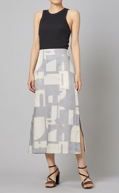 プリントサイドスリットスカート